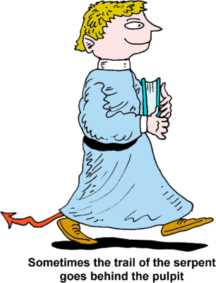 Serpent In The Pulpit - Cartoon Fake Preachers (306x400), Png Download