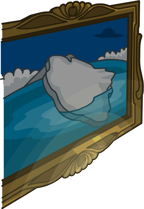 Lodge Attic Iceberg Painting - Painting Penguin Club Png (480x695), Png Download