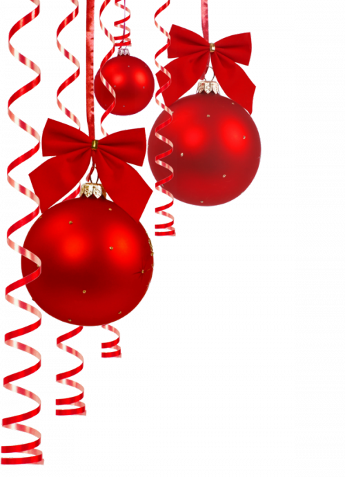Tubes Noel / Ornements, Cloches - Christmas Balls With Ribbon (500x691), Png Download
