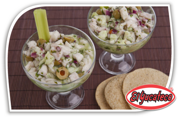 Ceviche With Green Habanero Sauce - Yucateco Hot Sauce (570x375), Png Download