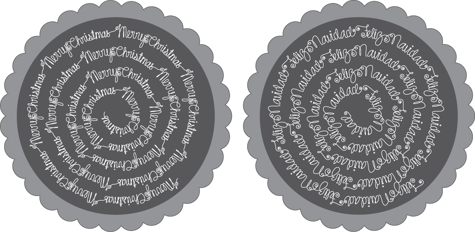Spiral Merry Christmas/ Feliz Navidad Coasters, 2014 - Szwajcaria Waluta (1600x781), Png Download