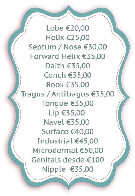 Piercing Pricelist En - Body Piercing (617x930), Png Download