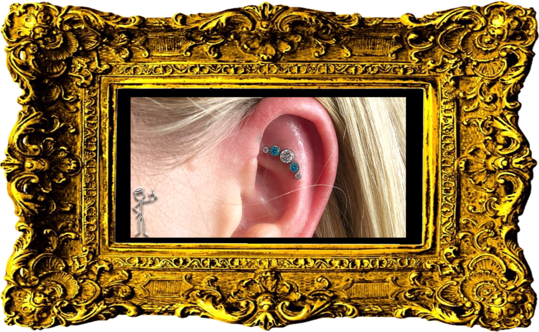 Faux Rook Piercing - Tattoo (1080x675), Png Download