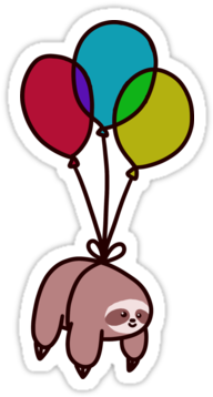 Balloon Sloth By Saradaboru - Balloon Stickers (375x360), Png Download