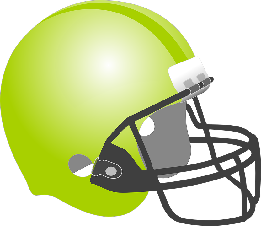 Football, Baseball, Helmet, Protection, Sport, Green - Green Football Helmet Clipart (832x720), Png Download