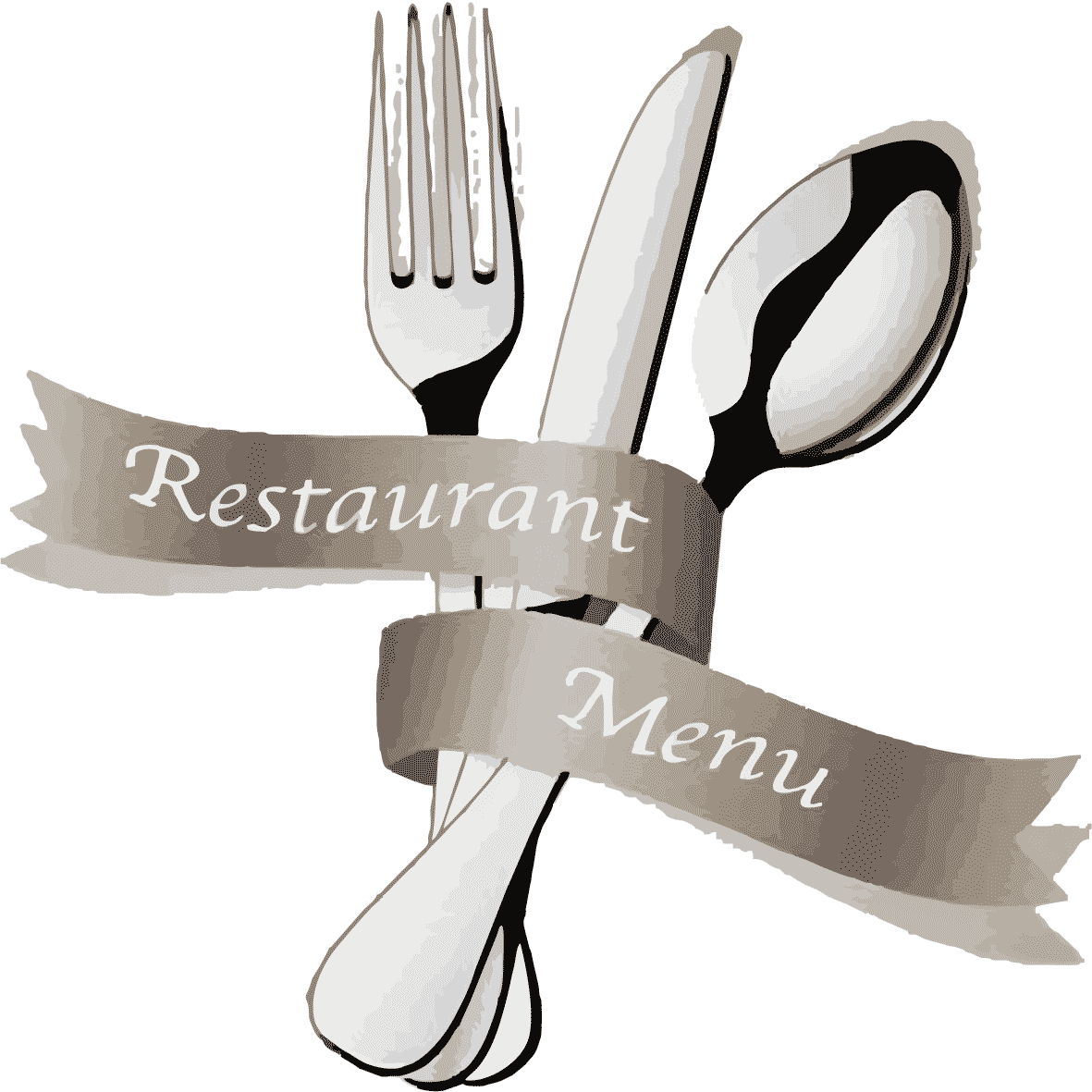 European Cuisine Menu Fork - Fork And Spoon With A Ribbon Png (1181x1181), Png Download