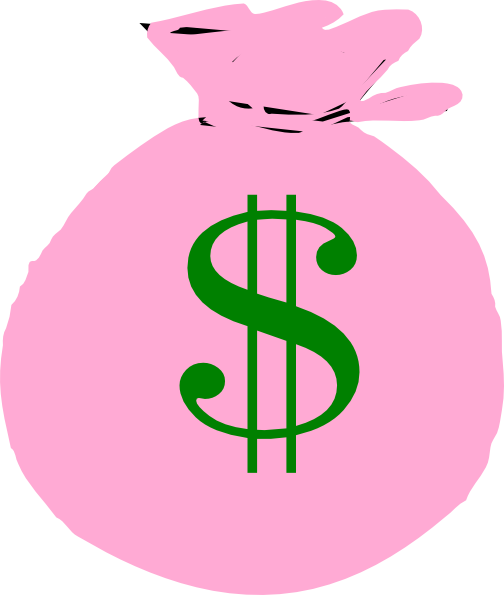 Clipart Of Money Bags - Pink Money Clipart (504x595), Png Download
