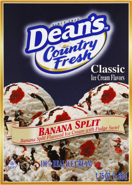 Dean's Country Fresh Classic Banana Split Ice Cream - Country Fresh Ice Cream, Premium, Chocolate Chip Cookie (547x900), Png Download