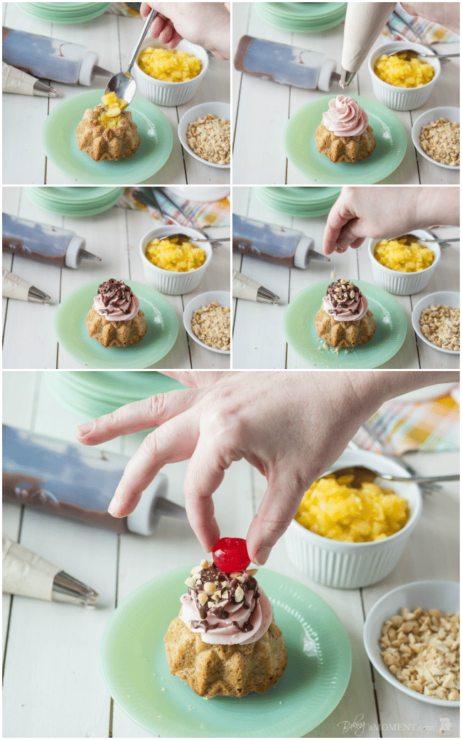 Banana Split Mini Bundt Cakes - Bundt Cake (650x1039), Png Download