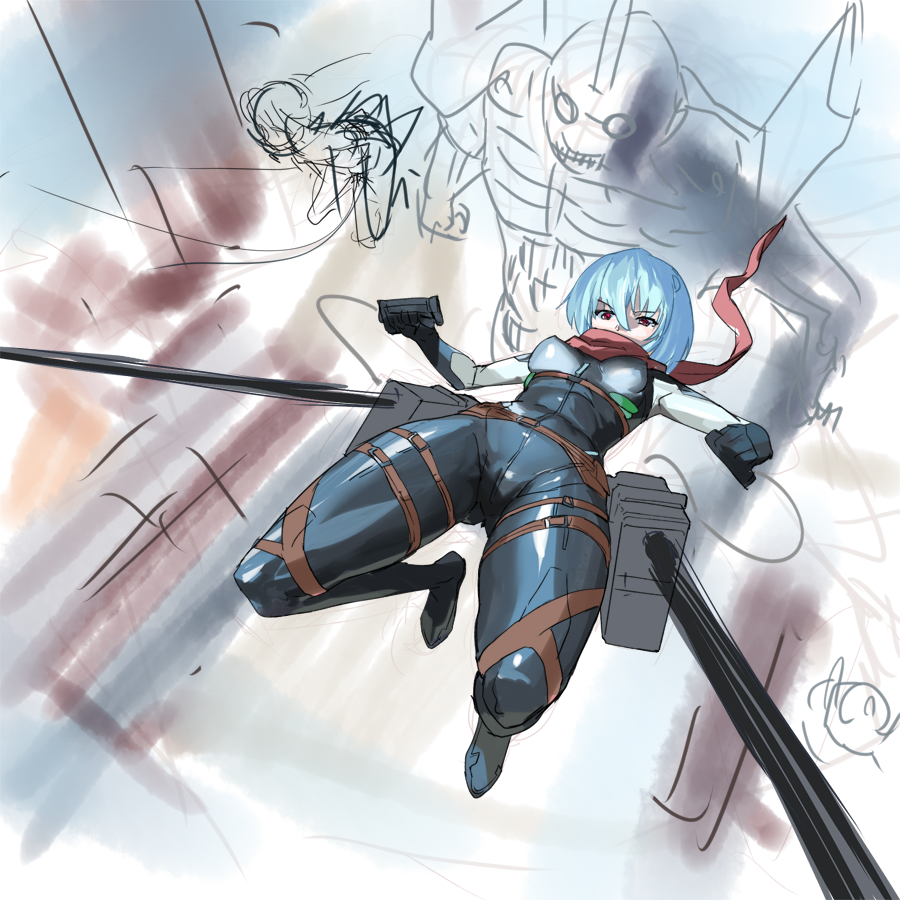 Original) Loading Ayanami Rei - Attack On Titan Vs Evangelion Art (900x900), Png Download