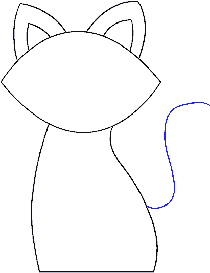 How To Draw Simple Cat - Drawing (678x600), Png Download