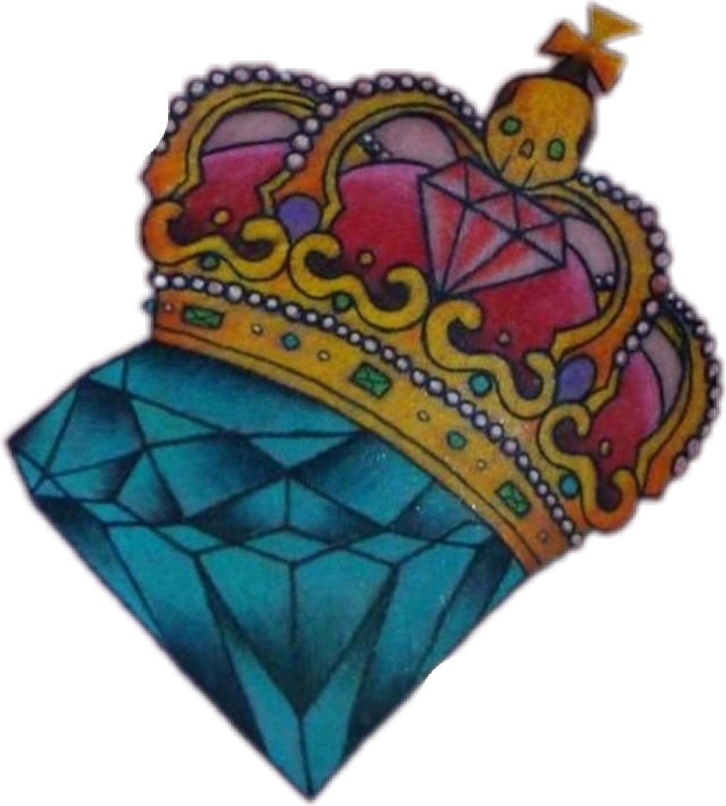 Colorful Crown Diamond Tattoo (1024x1137), Png Download