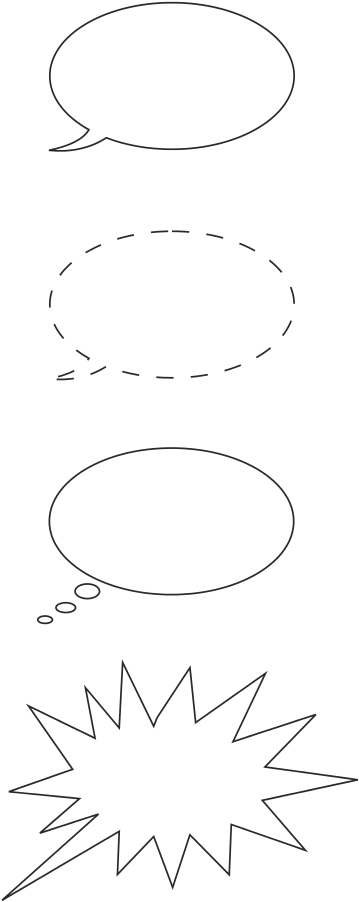 The Four Most Common Speech Balloons, Top To Bottom - Balloon Vignette (440x1026), Png Download