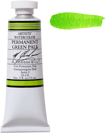 Watercolor Permanent Green Pale131 - M Graham Cobalt Teal Watercolor (405x500), Png Download