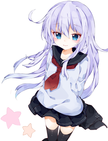 Anime Picture With Kantai Collection Hibiki Destroyer - Anime Girl With Purple Hair And Clothes Transparent (469x600), Png Download