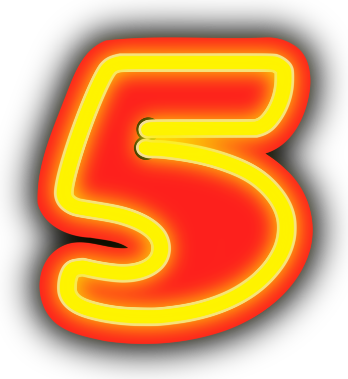 Line Art Number Numeral System Computer Icons - Neon 5 Png (690x750), Png Download