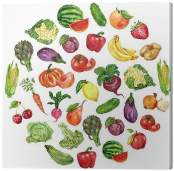 Watercolor Set With Fruits And Vegetables Canvas Print - 野菜ソムリエ公式ガイドブック [書籍] (400x400), Png Download