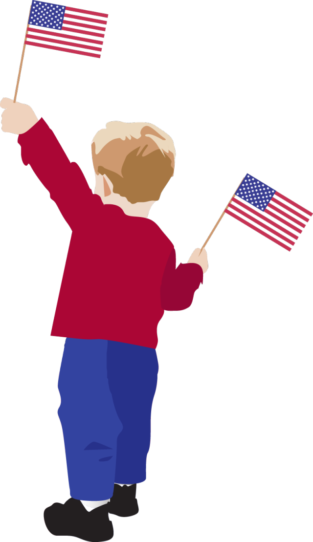 Little Boy With Flags - All American Boy Transparent Clipart (640x1109), Png Download