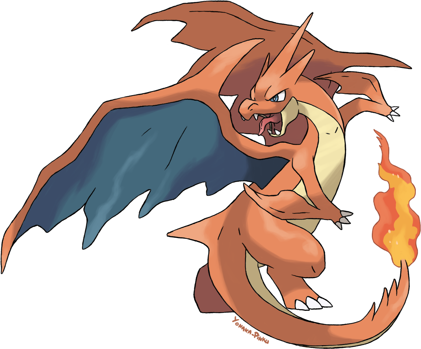 Mega Charizard By Yonaka-pinku - Mega Charizard Y (1608x1326), Png Download