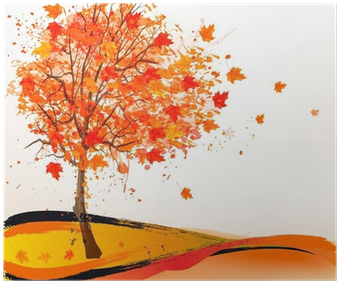 Autumn Background With A Tree - Vector Graphics (400x400), Png Download