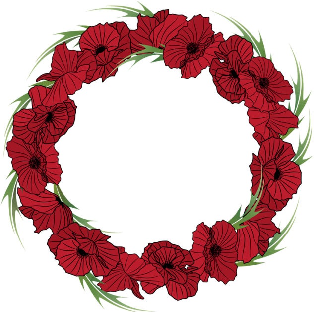 Red Flower Clipart Wreath - Floral Red Wreath Png (640x638), Png Download