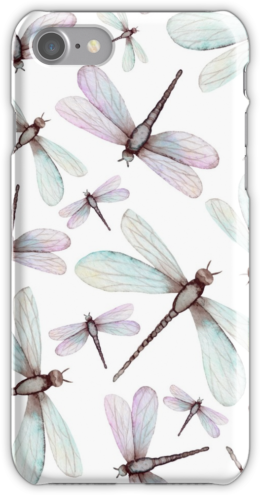 Watercolor Romantic Dragonflies Iphone 7 Snap Case - Iphone (750x1000), Png Download