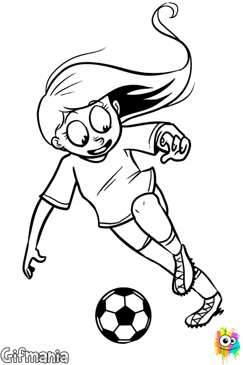 Footballer Girl - Drawing Of A Girl Playing Soccer (480x720), Png Download