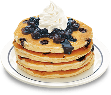Buttermilk Pancakes, Whipped Topping And Sweet - Ihop Blueberry Pancakes (617x367), Png Download