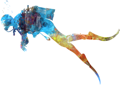 Bleed Area May Not Be Visible - Man Scuba Diver 01 In Watercolor (600x480), Png Download