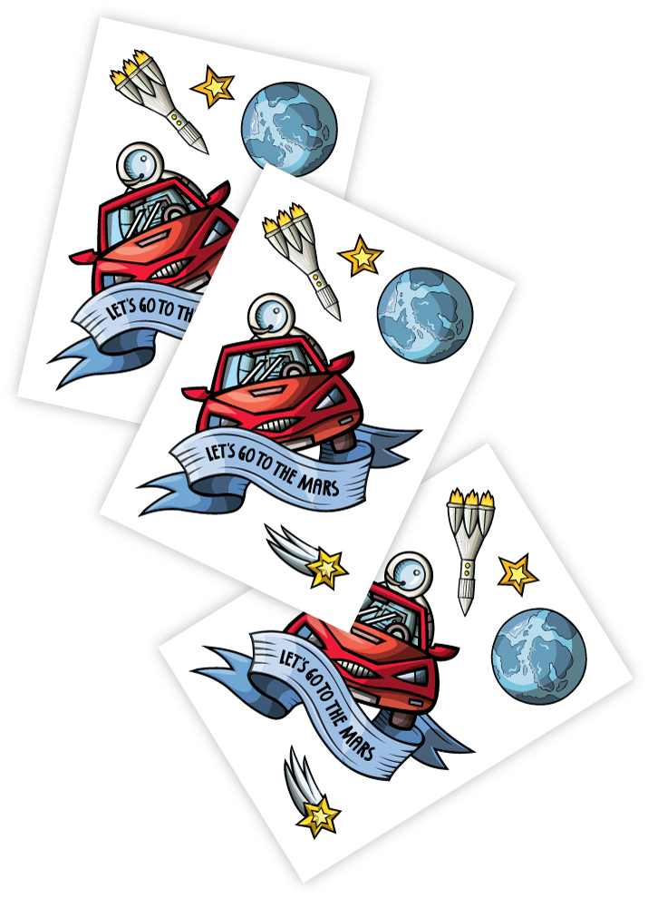 High Quality Temporary Tattoos «let's Go To The Mars» - Cartoon (810x1080), Png Download