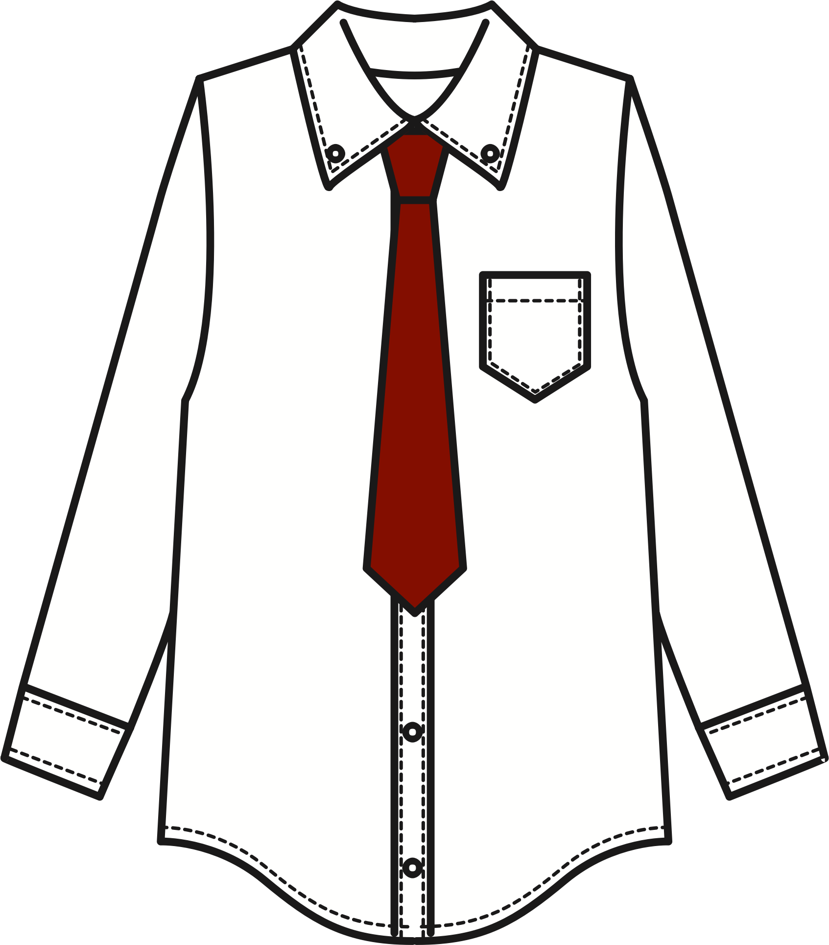This Free Icons Png Design Of White Shirt And Tie (1693x1929), Png Download