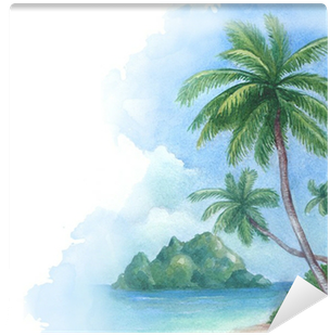 Watercolor Illustration Of The Tropical Beach Wall - Arc Of Lark - Simon Peter - Download (400x400), Png Download