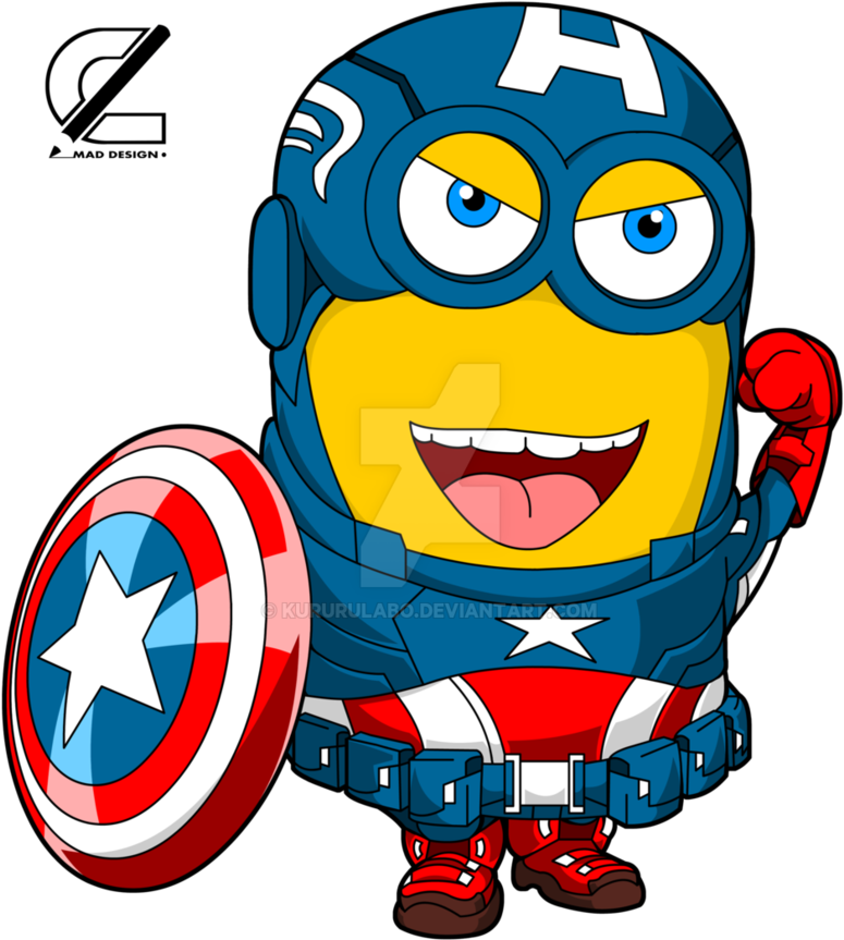 Svg Free Download By Kururulabo On Deviantart - Captain America Minion (846x944), Png Download