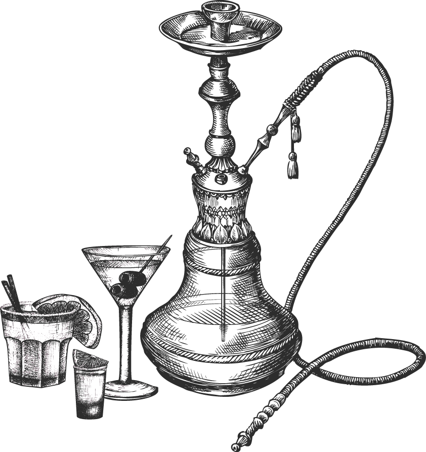 Hookah & Bar - Hookah Sketch (842x893), Png Download