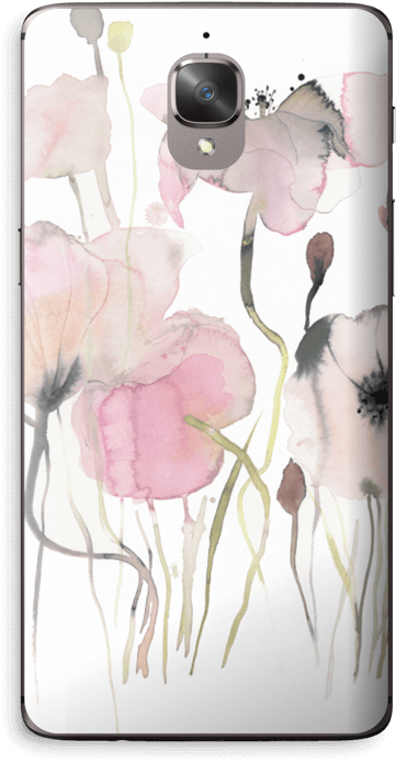 Painted Pink Flowers - Watercolor Painting (412x800), Png Download