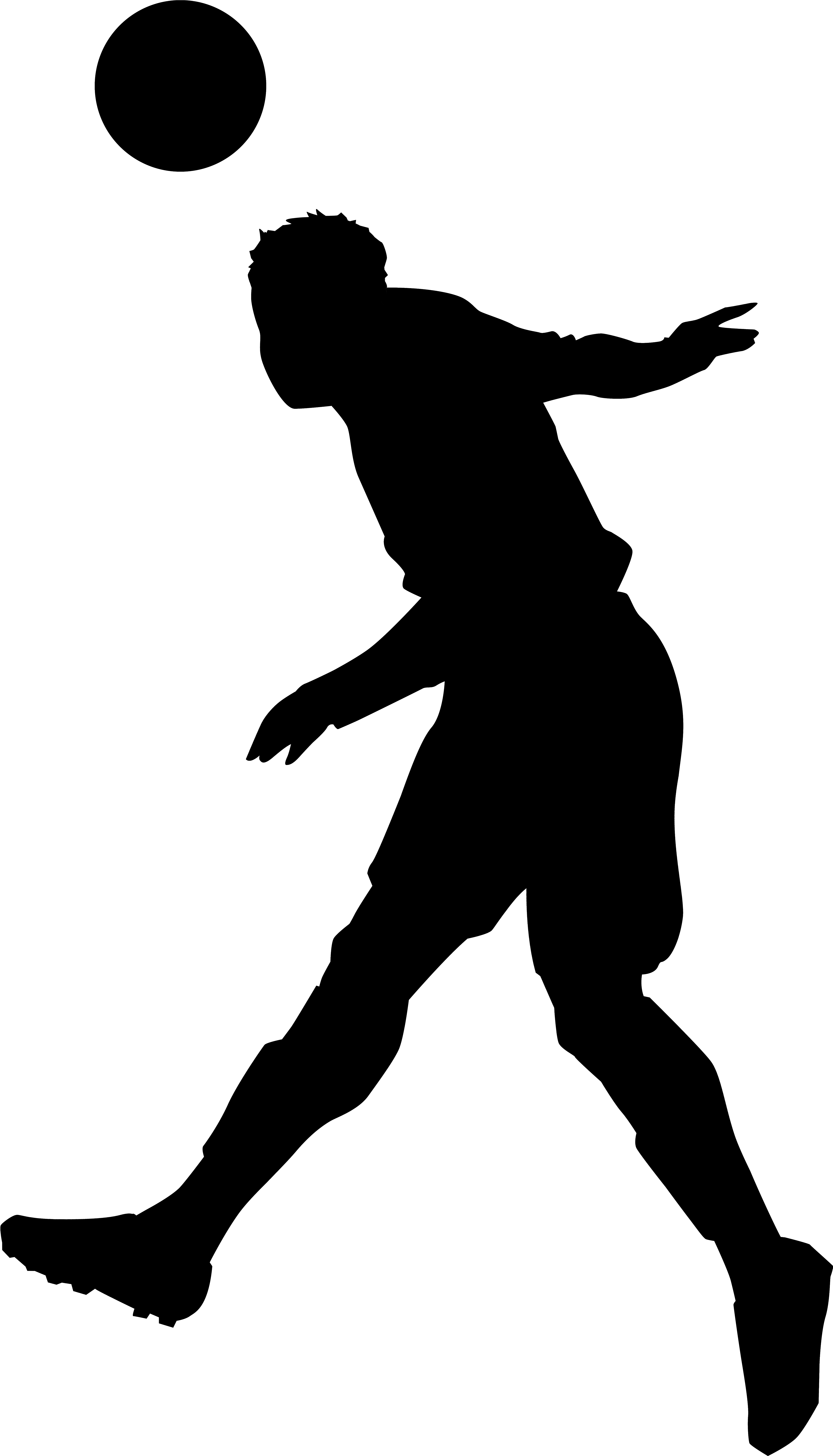 Footballer Silhouette Png Clip Art - Playing Football Silhouette Png (4638x8000), Png Download