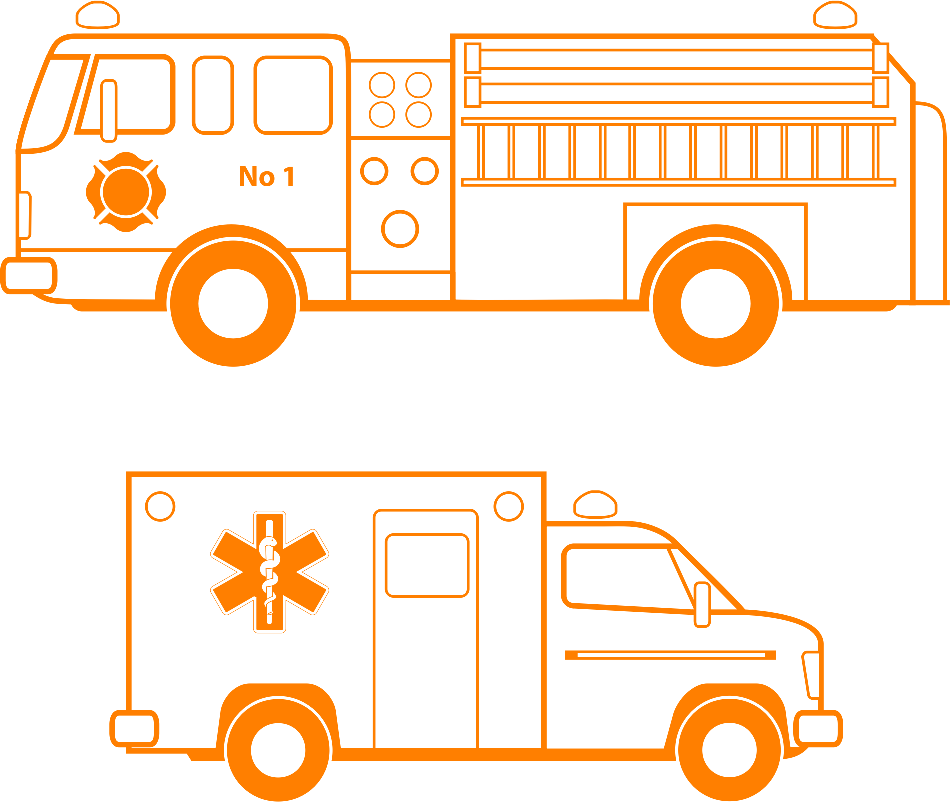 Fire Truck Clipart Ems - Ambulance And Fire Truck Clip Art (1900x1609), Png Download