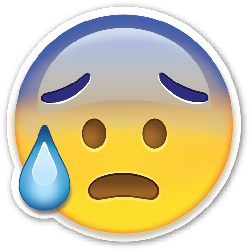 Face With Open Mouth And Cold Sweat Emoji Love, The - Face With Open Mouth And Cold Sweat (530x530), Png Download