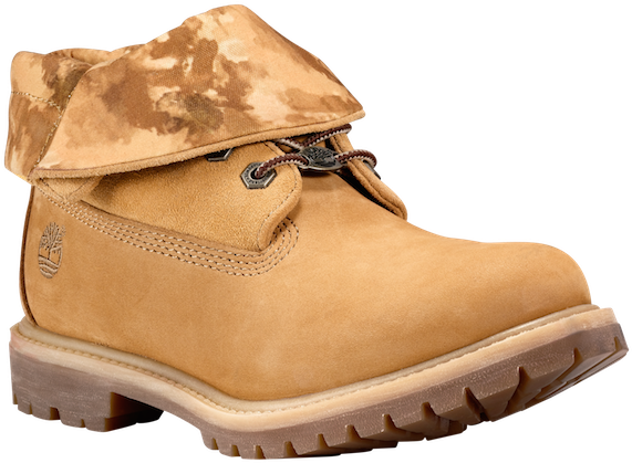 Wheat Nubuck With Watercolor Print - Timberland Womens Authentic Roll Top Boots Size 4 In (600x600), Png Download