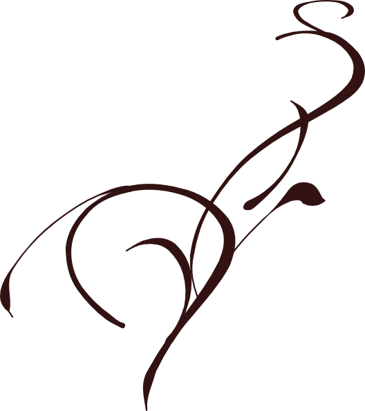 Floral Scroll Png Vector Black And White Download - Black Flower Clip Art (528x595), Png Download