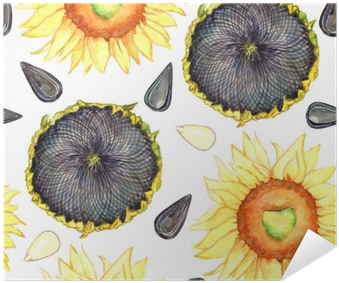 Sunflower Blooming, Ripe Head And Seeds, Seamless Pattern - Seed (400x400), Png Download