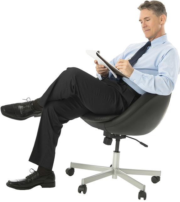 Man Sitting On Chair Png (581x662), Png Download