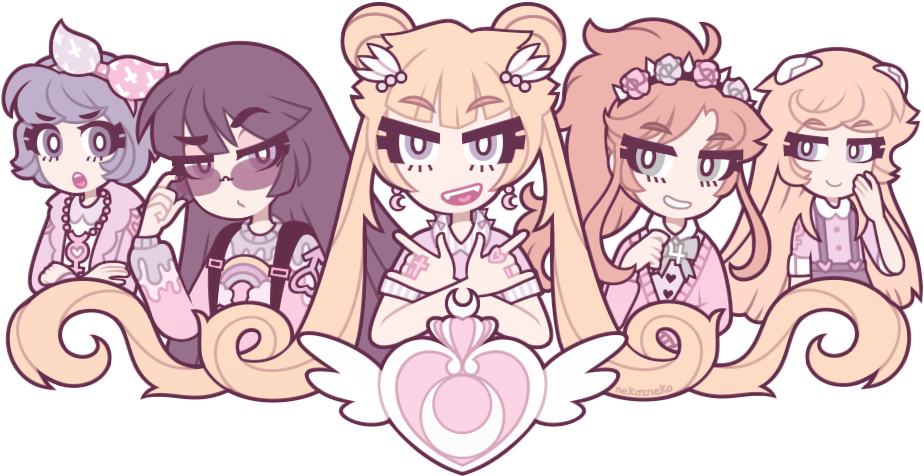 Pastel Sailor Moon Cuties By Nekozneko On Deviantart - Sailor Moon Pastel Goth (945x495), Png Download