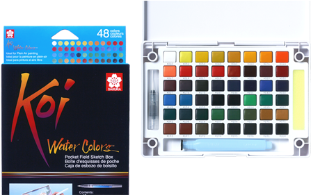 Koi Water Colors Pocket Field Sketch Box - Koi Watercolor 48 Set (572x280), Png Download