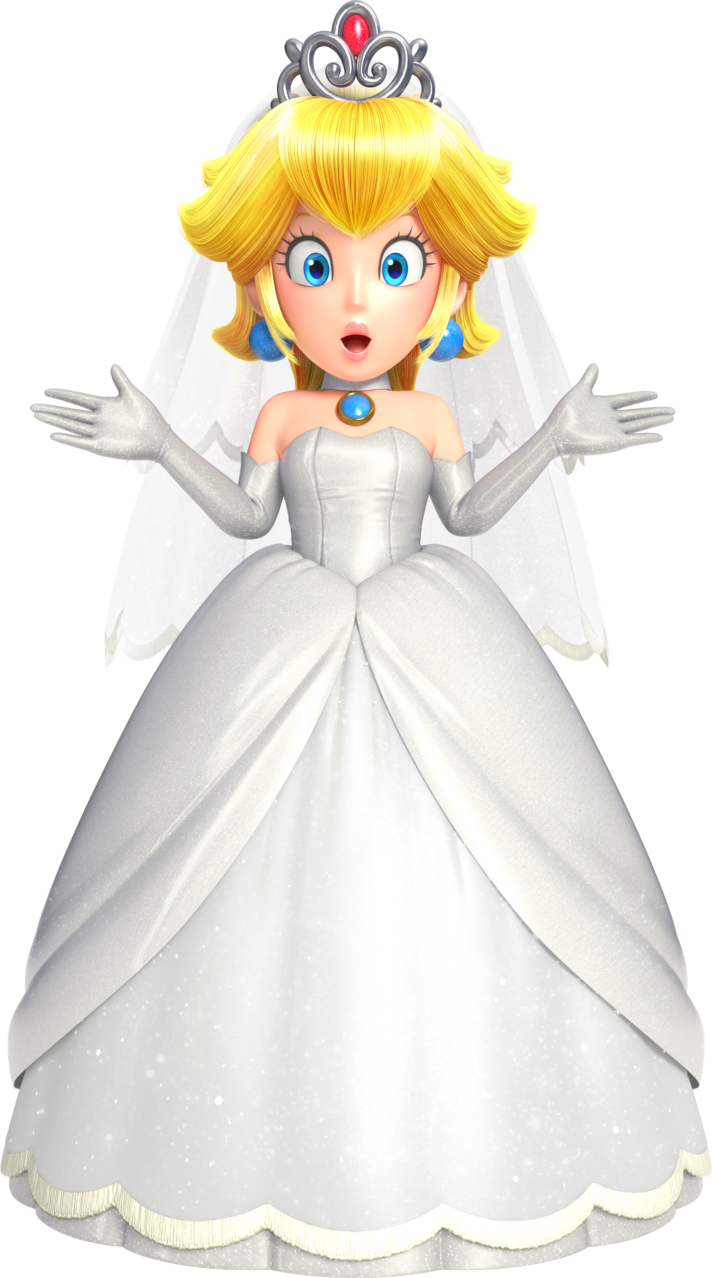 Wedding Peach - Amiibo Super Mario Odyssey Peach Wedding Outfit (267x479), Png Download