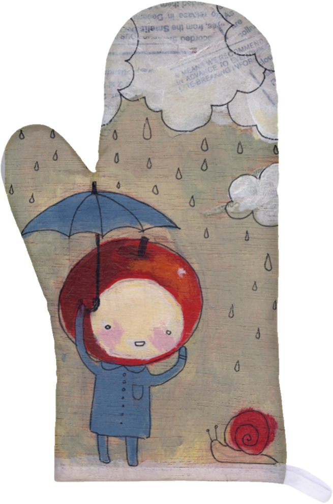 Apple Head App Rain Oven Mitt - Painting (1024x1024), Png Download