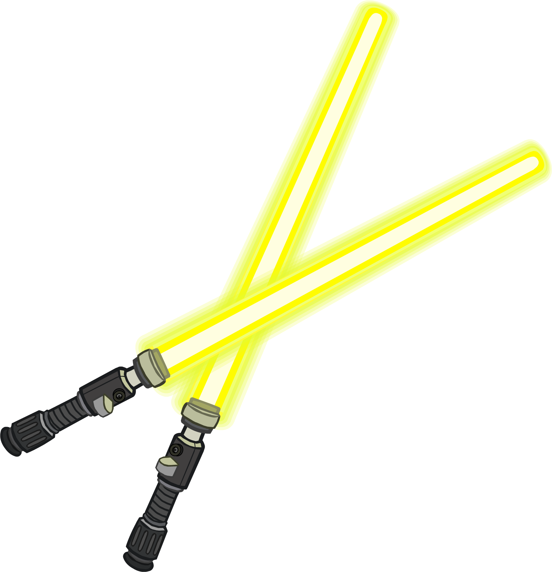 Dual Lightsabers Icon - Star Wars Lightsaber Yellow (1845x1910), Png Download