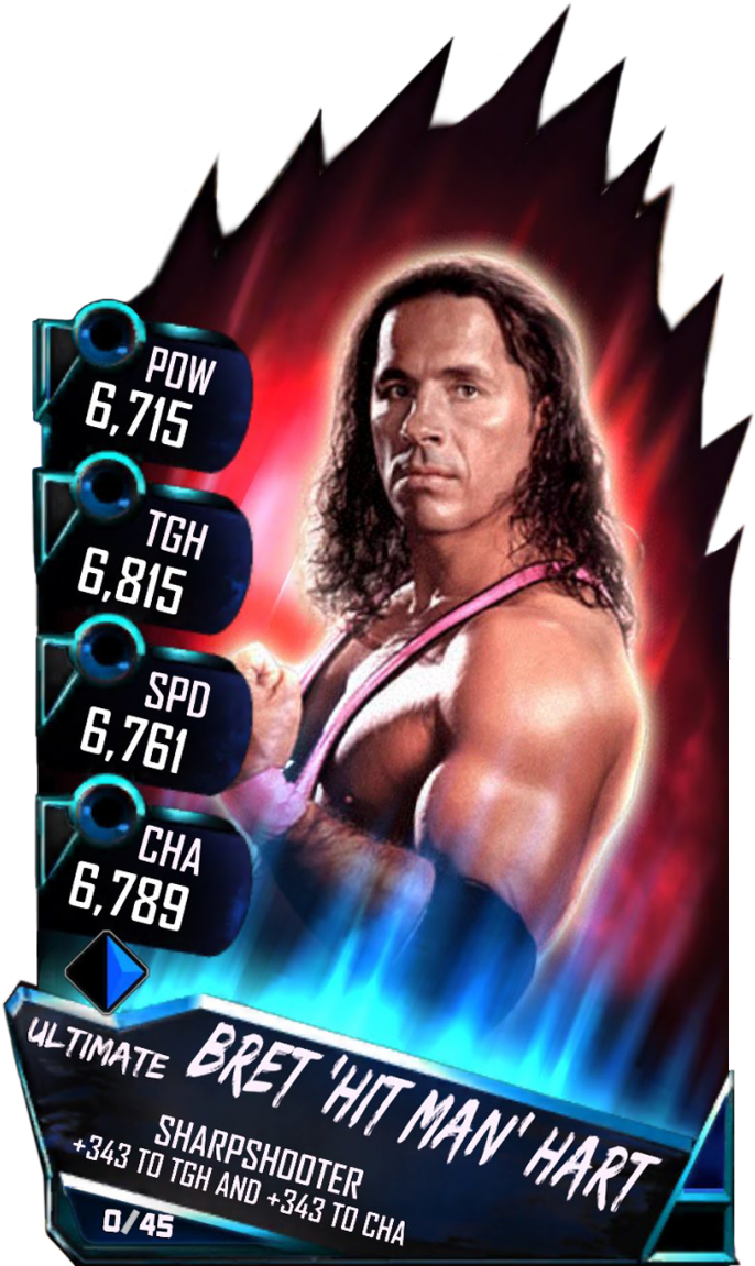 Ultrarare Supercard Brethart Legendary Fusion 6358 - Wwe 2k19 Bret Hart (733x1158), Png Download