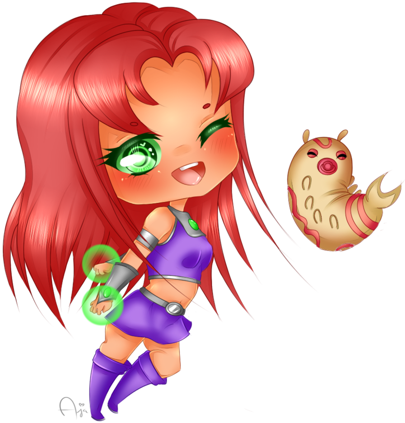 Png Black And White Download By Ajasama On Deviantart - Starfire Teen Titans Kawaii (800x832), Png Download