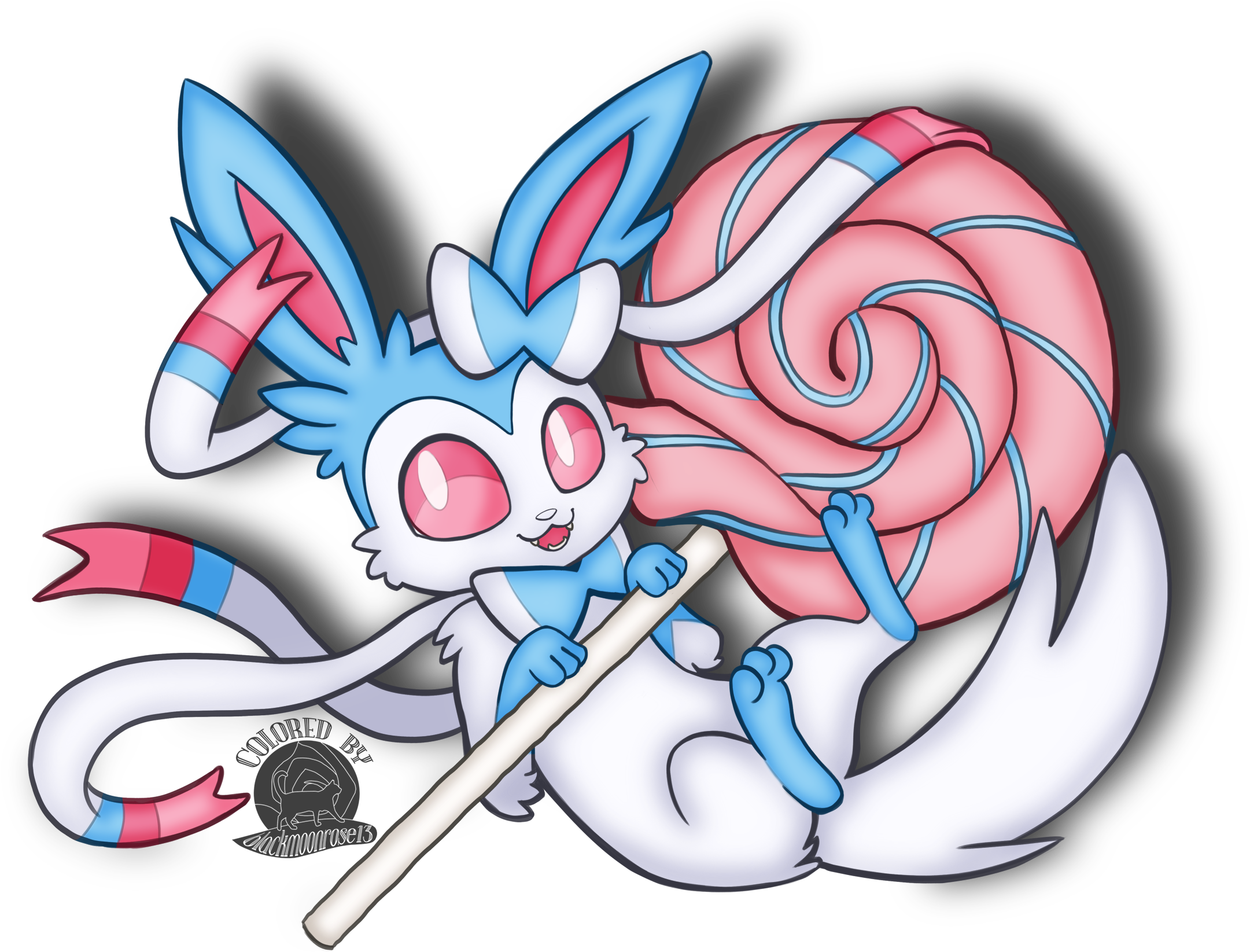 Sylveon - Shiny Sylveon With Lollipop (2700x1800), Png Download